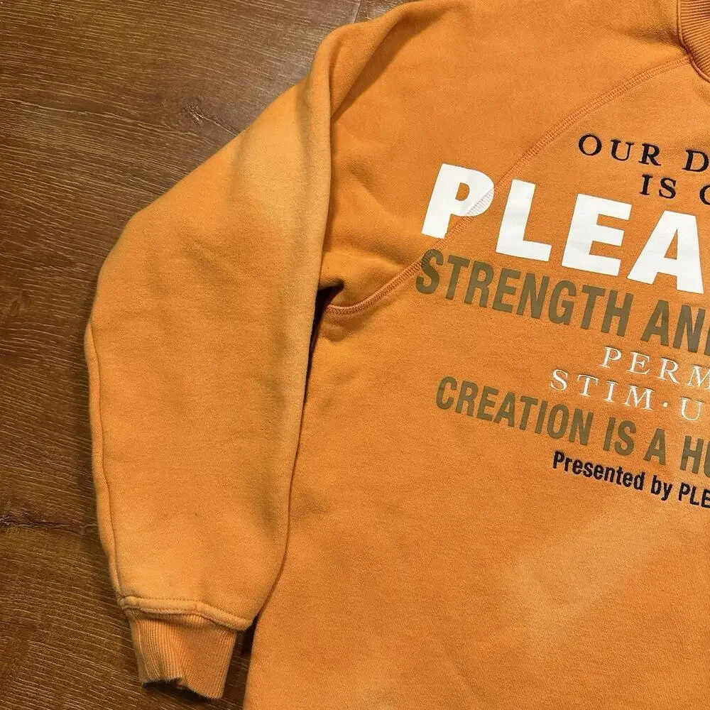 Pleasures Oversized Sweatshirt Mens S Orange Pullover Sweater Relaxed Fit City
